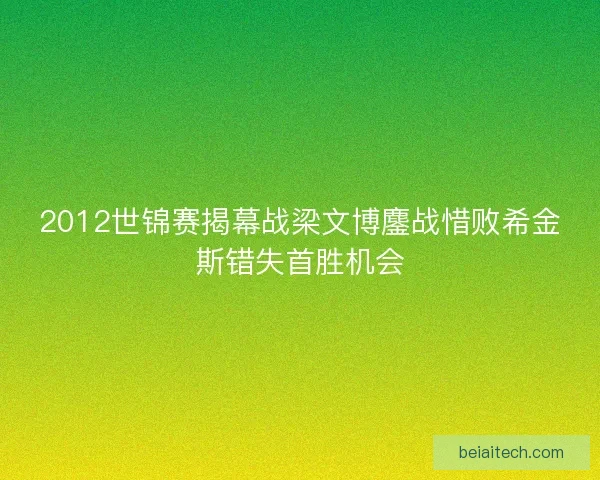 2012世锦赛揭幕战梁文博鏖战惜败希金斯错失首胜机会